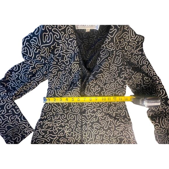 Norma Kamali Chainlink Black VTG Front Blazer Jacket XS P Vintage Pockets - Picture 6 of 7